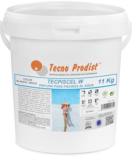 Tecno Prodist TECPISCEL W Vernice per piscine ad acqua (11 kg bianco) – Elevata resistenza e durata – Grande copertura, flessibilità, aderenza – Facile applicazione