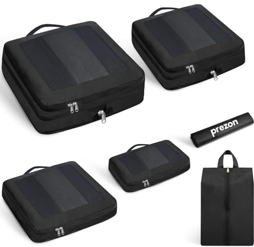 Prezon Kompressions-Packwürfel, Verbessertes Netzfenster, Sichtbar und Tragbar, Erweiterbare Reisegepäck-Organizer, Komprimierbaren Verpackungswürfel zur Organisation Ihres Reisegepäcks