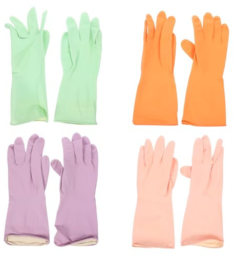 CIYODO 4 Paar Wiederverwendbare Spülhandschuhe Strapazierfähige Küchenhandschuhe Zum Geschirrspülen Reinigungsaufgaben