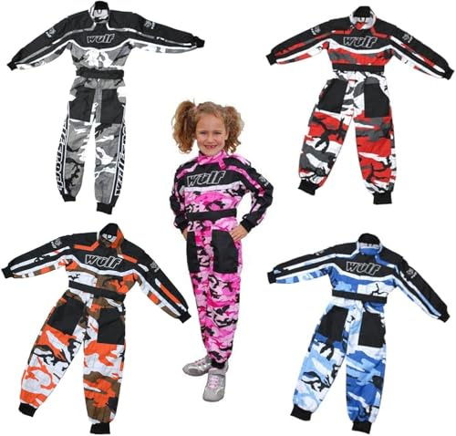 Kinder-Motorradanzug, Wulf, Camouflage, für Jungen und Mädchen, Motocross, ATV, Quad, Sport, Rennen, 1 Stück
