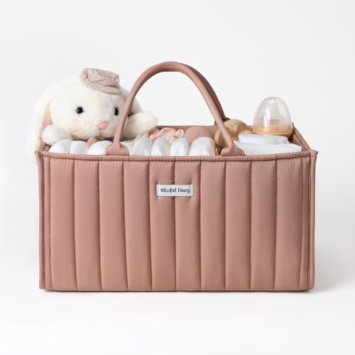Blissful Diary Wickeltisch-Organizer, Wickelkorb für die Wickelstation, Stilvoller Wickelorganizer für Babybedarf, Unverzichtbares Geschenk zur Geburt und für die Baby-Wunschliste, Blassrosa