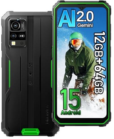 Blackview BV4800SE Android 15 Rugged Smartphone 4G, 12GB+64GB/2TB Telefono Robusto, 16MP+8MP, 5100mAh, 6.56 HD+ 90Hz, Dual SIM Cellulari Resistente IP68, 5G WIFI,NFC,OTG,GPS,FM,Gemini AI 2.0, Verde