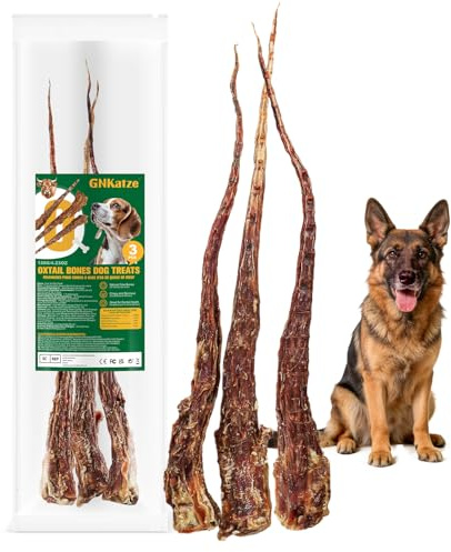 Os de Queue de Bœuf Nourris à l’Herbe pour Chiens-Friandises à Mâcher Durables, sans Additifs ni Remplisseurs, Favorise la Santé des Dents et des Gencives, Ingrédient Unique (3 PCS)