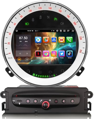 Android 14 6GB+128GB 8 Núcleos DAB+ Radio Coche Estéreo para BMW Mini Cooper R56 Countryman 2007-2013 Navegador GPS Inalámbrico CarPlay Android Auto WiFi 4G USB CD DSP Bluetooth 5.0 7 Pantalla táctil