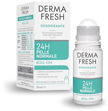 Dermafresh Deodorante Roll-On 24H Pelle Normale, Antimacchia, 100 ml