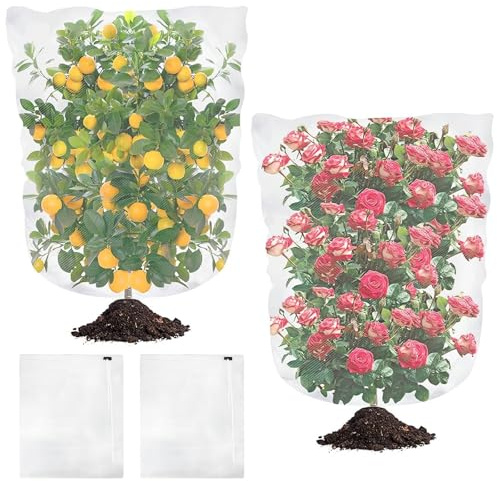 2 Malla para Arboles Frutales Red de Insectos para árboles Frutales Malla para árboles Frutales Red de Protección contra Insectos con Cordón para Proteger Plantas Pájaros e Insectos (1,2 X 1,4m)