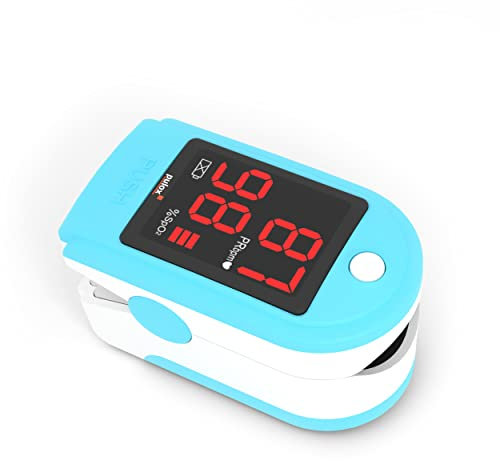 Pulox PO-100 Pulsoximeter mit LED-Anzeige, inkl. Hardcase, Batterien, Schutzhülle, Nylontasche und Trageband Türkis