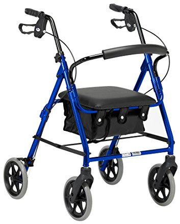 Days Leichter zusammenklappbarer Rollator mit vier Rädern, Gehhilfe mit gepolstertem Sitz, abschließbaren Bremsen und Tragetasche, eingeschränkte Mobilitätshilfe, für ältere oder behinderte Menschen, Blau, 103/Small