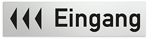 'Aluminium Plaque de porte d'entrée + flèche gauche 160 x 40 x 1,5 mm de direction (Surface traitée) • autocollant
