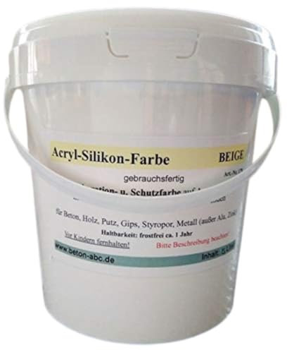 Beton-ABC Beige/Sandstein - Acryl-Silikon Farbe 5 Liter (14,80 Euro/L)