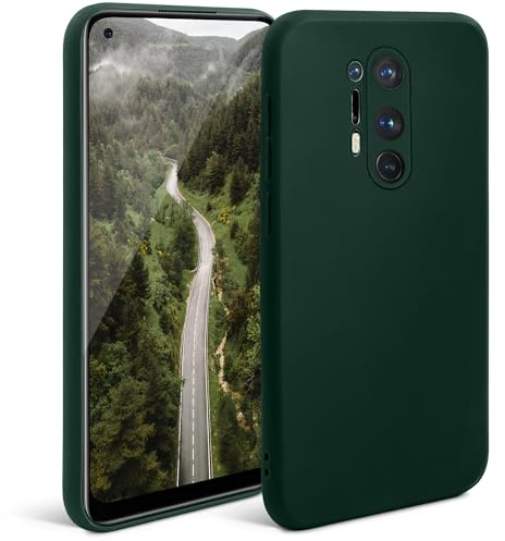 Moozy Minimalist Series Funda Silicona para OnePlus 8 Pro, Verde Oscuro con Acabado Mate, Cover Carcasa de TPU Suave y Fina