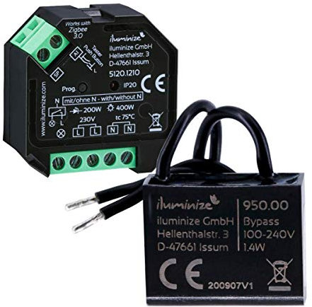 Set: ohne N-Leiter - iluminize Zigbee 3.0 Schalt-Aktor Mini 2 plus Bypass - keine Dimmfunktion!