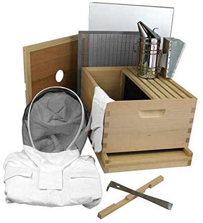Amish Made in USA Complete Langstroth Beehive - The Starter Kit (Full Hive with 1 Deep & Accessories) (10 Frame Beehive)
