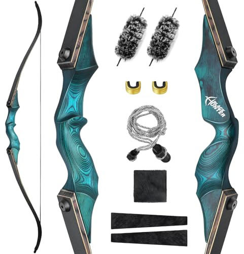 Black Hunter Takedown Recurve Bows for Adults Archery Bow Set Hunting Bow 60 20-60 lbs Right Hand Wooden Riser with Arm Guard and Finger Guard for Outdoor Shooting Hunting Competition (45 lbs)