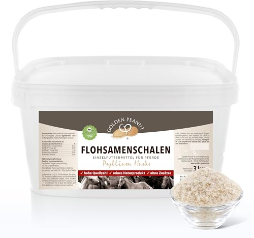 Golden PEANUT Indiska loppfröskålar 95 % renhet – för hästar och ponnyer 3 kg, tarmsanering, naturligt foder
