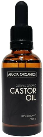 ALUCIA ORGANICS Certified Organic Castor Oil 50ml – 100% Pure for Face, Eyebrows, Eyelashes & Hair – Natural, Cold-Pressed & Unrefined – Vegan & Cruelty-Free