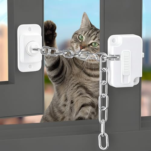 MIVITOOM Fusibile per finestre per bambini, 2 pezzi, catena per porte senza fori, per finestre, armadi e cassetti, sicurezza per bambini per serrature di finestre, serrature per armadi e porte