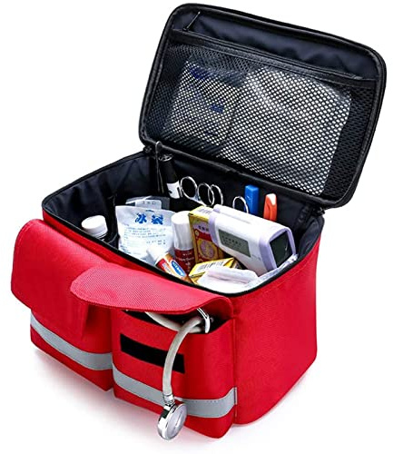 ISCBAFYX Sac de Premiers Secours, Trousse de médecine familiale Haute capacité, Trousse de Premiers Secours de Voyage, avec bandoulière Amovible (Couleur : Rouge) (Bleu)