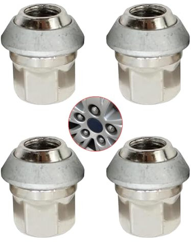Amazleer 4 Stück Alufelgenmuttern für Ford Focus, Fiesta, Kuga - M12 x 1,5 mm hochfeste Vollauto-Radmuttern, OEM 1366029 1454051 kompatibel mit Ford Fiesta, Focus, Mondeo, Fusion (4)