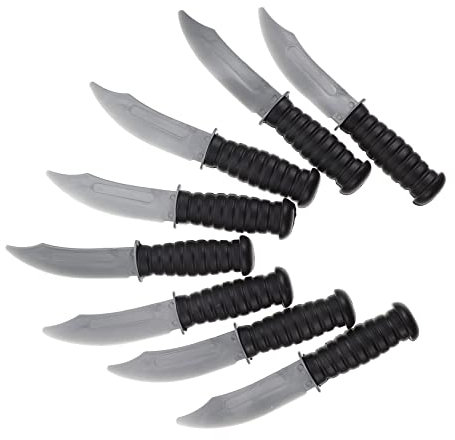 BESTonZON Lot De 8 Couteaux D'Imitation en PVC Noir pour Enfants Accessoire De Décoration Réaliste pour Halloween