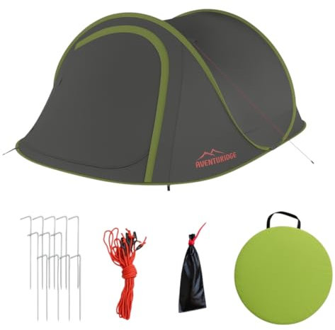 Pop Up Zelt 2 Personen Festivalzelt Leichtes Wurfzelt Kuppelzelt Trekking Camping Strandzelt Angelzelt Strandmuschel Wasserabweisend 2-lagig (Grün)