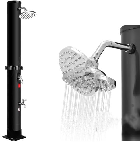 Inoamity Douche Solaire Extérieure 40L avec Tête de Douche Rotative 360° & Robinet de Pied, Douche de Jardin Solaire Température Réglable (60°C Max) - pour Jardin, Piscine, Plage, Camping