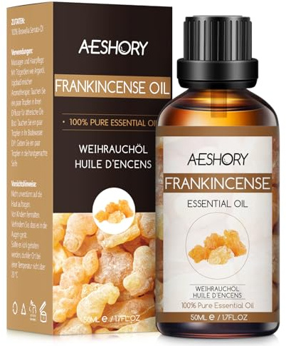 AESHORY Huile Essentielle de Encens 50ML, Huile de Encens pour Diffuseur, Huiles Parfumées Aromathérapie de Qualité pour Massage, Bain, Soins, Détendre, Apaiser