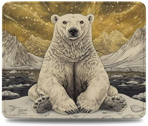 Mouse Mat 340 x 280 x 3 mm Gaming Mouse Pad, Non-Slip Rubber Base, Waterproof Surface Mousepad, Stitched Edges, Compatible with Laser and Optical Mice, Bear Desk Mat, Gifts for Man Aurora 0d-936