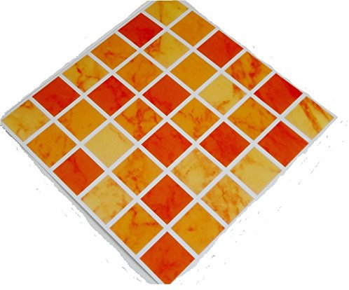 Pack of 10 Tile Stickers Terracotta Mediterranean red Orange Effect Mosaic self Adhesive Wall Art Decor Tile transfers Bathroom backsplash Kitchen splashbacks Peel and Stick Tile Cover