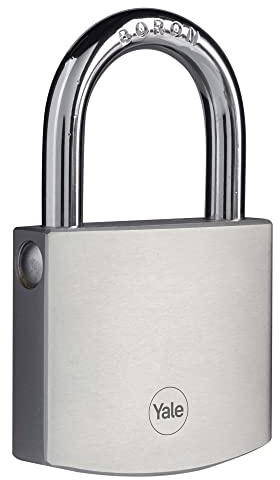 Yale Y120DB/60/135/1 - Cadenas de Sécurité Laiton Chromé 60 mm, Anse en Bore, 3 Clés Réversibles, Haute Sécurité Extérieure pour Garage, Portail, Abri de Jardin antivol