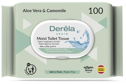 Derela Wet Wipes | Antibacterial Wipes | Aloe Vera, Plastic Free, Derma Tested, PH Neutral Flushable Toilet Wipes Sensitive Hygiene Wipes | Biodegradable Wet Ones, Bottom Wipes | 900 Wipes/9 Packs