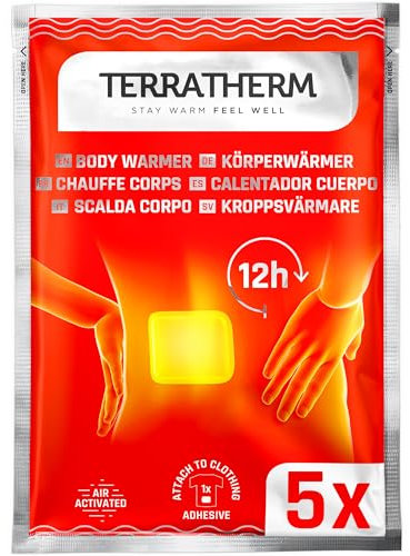 TerraTherm Wärmepflaster Rücken, Nacken und Schulter – 12h wohlige Tiefenwärme, Rückenwärmer – Körperwärmer selbstklebend und luftaktiviert - 5 Stück