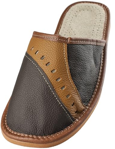 APREGGIO Pantofole da uomo Light Light Naturale 100% Pelle Naturale Prodotto Fatto a mano Suola flessibile Comfort Morbida