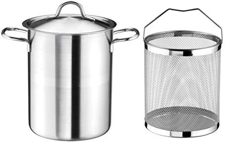 Pintinox Cuoci Asparagi Serie Prima Collection in Acciaio Inox Nichel Free, Induzione, con Coperchio e Cestello, Diametro 16 cm