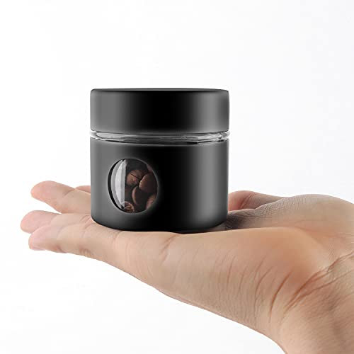 SIPLIV Tarro de viaje para café, mini hermético de acero inoxidable y vidrio, contenedor de almacenamiento de alimentos, ideal para granos de café y café molido, negro, 4 onzas
