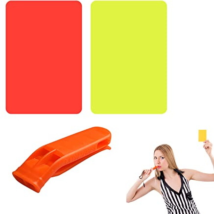 SPEPROECO 3.2x4.3 inch Referee Card with 1pcs Whistle,Sports Referee Red Yellow Card Set, Referee Red Yellow Cards Dual Band Whistle for Football,Soccer Match,Basketball,School Sports