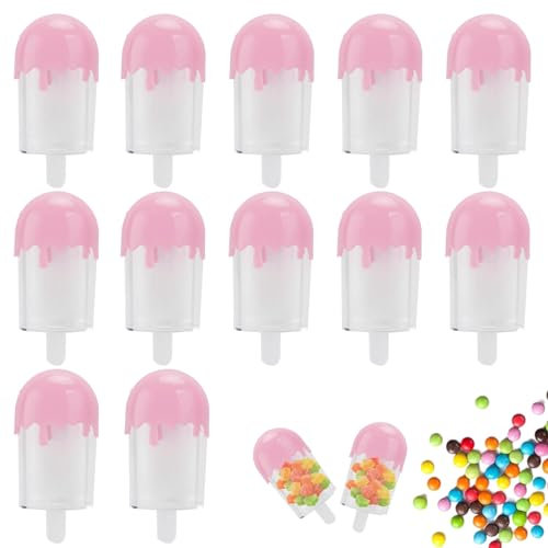 Boîtes-cadeaux de bonbons à la crème glacée, contenant de boîtes de bonbons contenant des bonbons pour fête 12pcs Conteneurs de bonbons en plastique, 4,3x2 Conteneurs de bonbons portables pour fête,