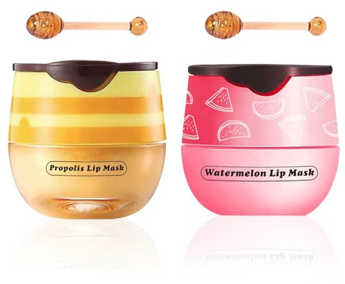 ThrivingAura 2PCS Honey Lip Balm Lip Care Watermelon Lip Balm Moisturizes to Prevent Dryness and Cracking Exfoliating Lip Wrinkle Treatment Lighten Lip Lines Repair Moisturize
