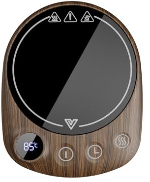 MXMZHXU Calentador de Tazas, 4 temperaturas Ajustables de 55°C a 85°C, Apagado automático después de 8 Horas, Calentador de Tazas con función de Temporizador de 1-12H (Color Grano de Madera)