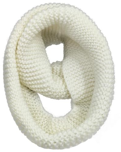 Infinity Scarf for Women Winter, Thick Wool Ribbed Knit Warm Circle Loop Scarf for Cold Weather S-Y-S3F (White)