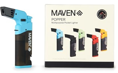 Popper Torch Lighters, 5 Pack, Refillable Butane Gas Lighters, Adjustable Jet Flame, Windproof Mini Pocket Torch for Kitchen, Candles, Cooking, Baking, BBQ, Camping, and More (Butane Not Included)