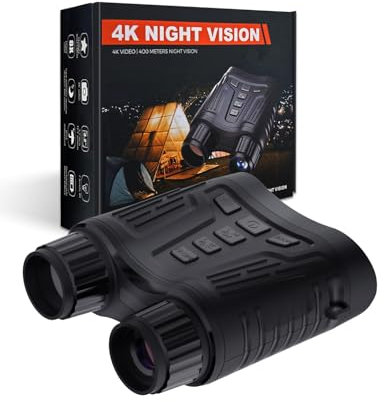 Nattvisionsglasögon – över 3,2 tums skärm, 4K videoinspelning för jakt, övervakning, säkerhet och djurlivsobservation, Tizycod nattvisionskikare för användning dag och natt
