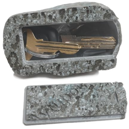 Spare Key Hider Rock - Hide a Key Outside in a Real-Looking Stone, Key Hiders Outside for Outdoor Garden or Yard (Gray)