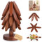 Wooden Trivets Tree Coasters Trivets for Hot Pots,Tree Art for Wood Coasters Set of 4 Wooden Coasters,Anti-scalding Heating Pads, Creative Wood Tree Shaped Table Mat,Foldable Wood Placemats Home Decor