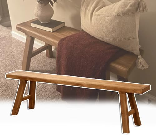 AYHARYLH Indoor Farmhouse Entryway Rustic Wooden Narrow Bench for End of Bed - Natural Wood Kitchen Living Room Dining and Breakfast Nook