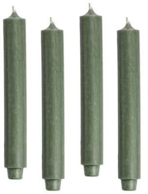 ukiyo 4er Pack Rustikale Stabkerzen H:30 cm Ø:3,2 cm - 21 Stunden Brenndauer - Dicke Kerzen Dinnerkerzen Tafelkerzen Kirchenkerzen, Farbe:Ölgrün