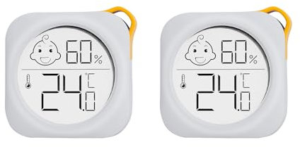 2 Pack - OPPERD Room Thermometer Indoor Hygrometer - Mini Digital Humidity Meter Accurate Temperature and Humidity Monitor with Practical Comfort Icon for Bedroom, Baby Nursery, Baby Room, Living Room
