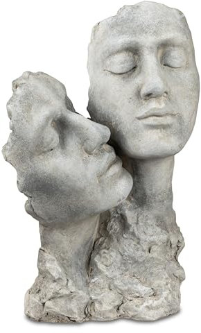 formano Lot de 2 figurines de jardin - En pierre de ciment - Aspect vieilli - 30 x 20 cm - Sculpture décorative pour l'intérieur et l'extérieur - Résistant aux intempéries - Robuste - Idée cadeau pour