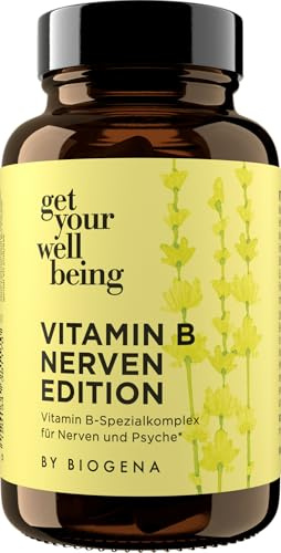 get your wellbeing by BIOGENA - Vitamin-B Komplex mit allen B-Vitaminen, Folsäure, Reishi & Shiitake - 60 Kapseln - Für Nerven & Psyche - Nahrungsergänzungsmittel vegan & konservierungsstofffrei
