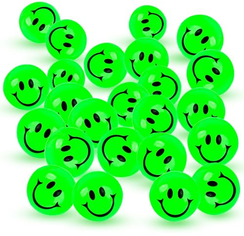 40 Pièces Balles Rebondissantes Fluorescentes, 25mm Balle Rebondissantes Enfant Visage Souriant, Balle Lumineuse Giveaways, Bouncy Balls, Pour Cadeaux D'invités, Remplisseur De Fête